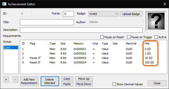 Hit Count Field in Editor