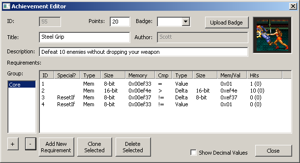 Streets of Rage 2 steel grip achievement configuration
